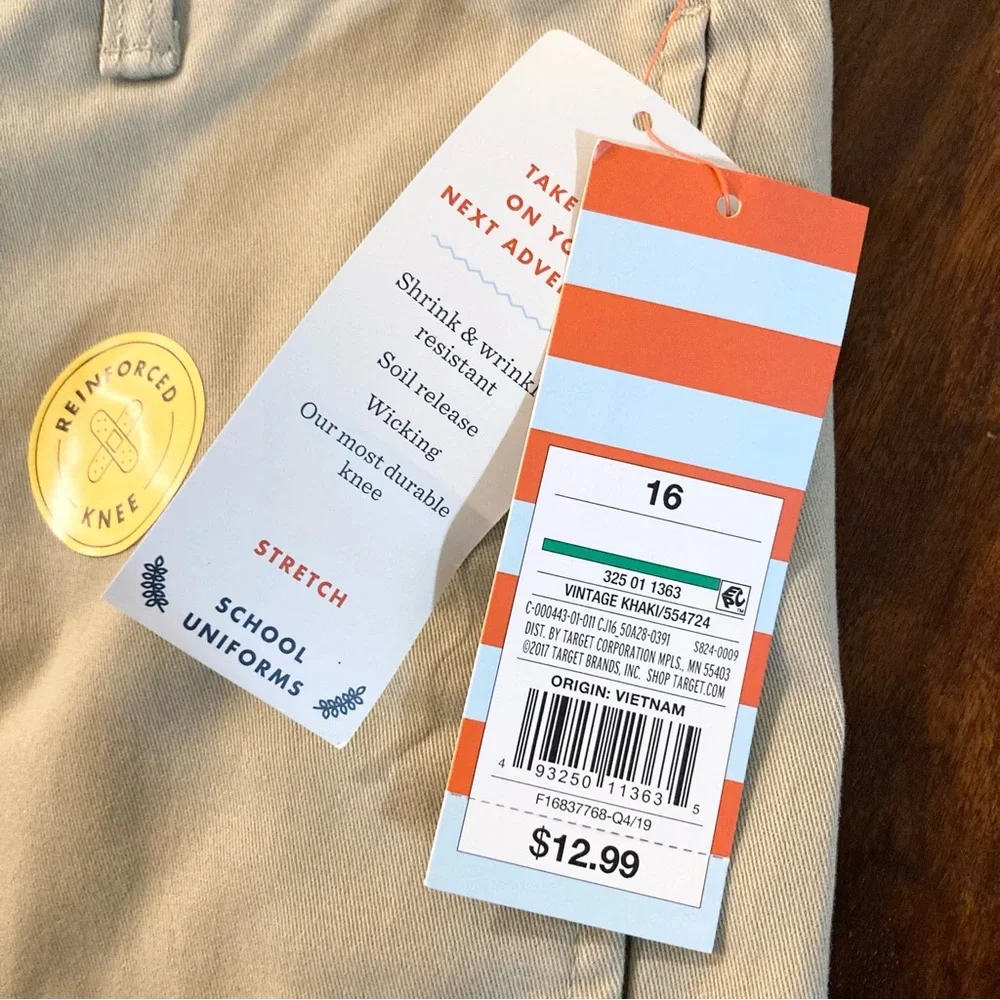 Kids Khaki Pants Cat and Jack NEW Size 16 Boys Youth NWT